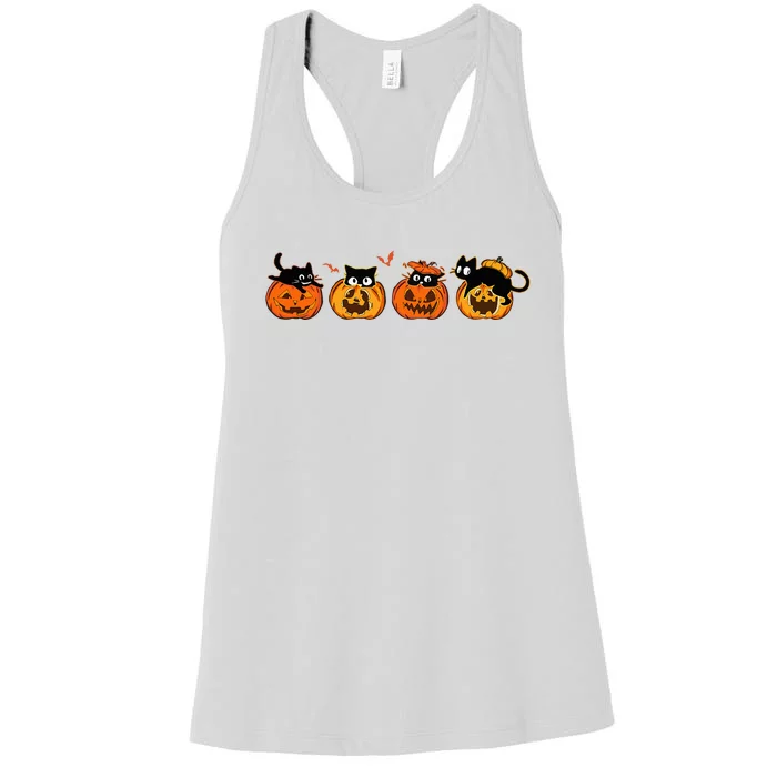 Cute Halloween Black Cat Pumpkin For Cat Lover Women's Racerback Tank