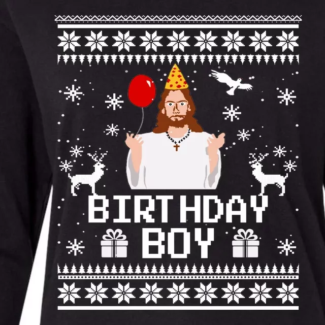 Christian Happy Birthday Jesus Birthday Boy Ugly Christmas Sweater Womens Cotton Relaxed Long Sleeve T-Shirt