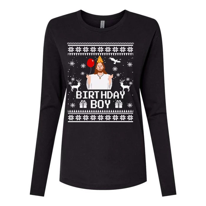 Christian Happy Birthday Jesus Birthday Boy Ugly Christmas Sweater Womens Cotton Relaxed Long Sleeve T-Shirt