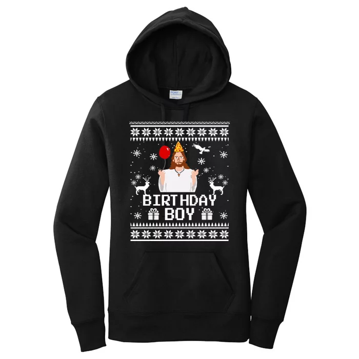 Christian Happy Birthday Jesus Birthday Boy Ugly Christmas Sweater Women's Pullover Hoodie