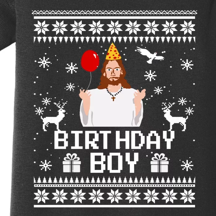 Christian Happy Birthday Jesus Birthday Boy Ugly Christmas Sweater Baby Bodysuit