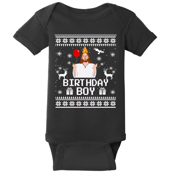 Christian Happy Birthday Jesus Birthday Boy Ugly Christmas Sweater Baby Bodysuit