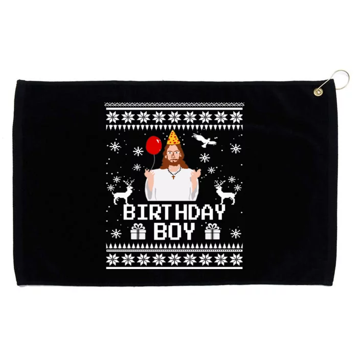 Christian Happy Birthday Jesus Birthday Boy Ugly Christmas Sweater Grommeted Golf Towel