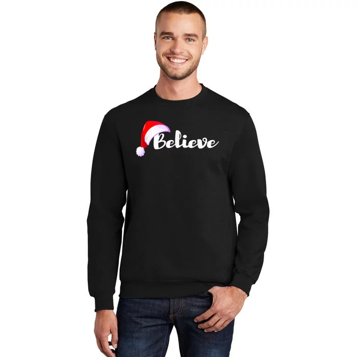 Christmas Holidays Believe Santa Claus Tall Sweatshirt