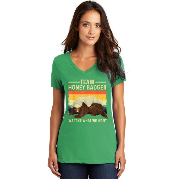 Cute Honey Badger Art For Men Women Ratel Honey Badger Lover Women's V-Neck T-Shirt