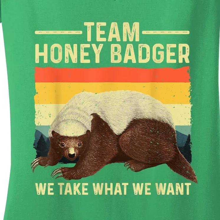 Cute Honey Badger Art For Men Women Ratel Honey Badger Lover Women's V-Neck T-Shirt