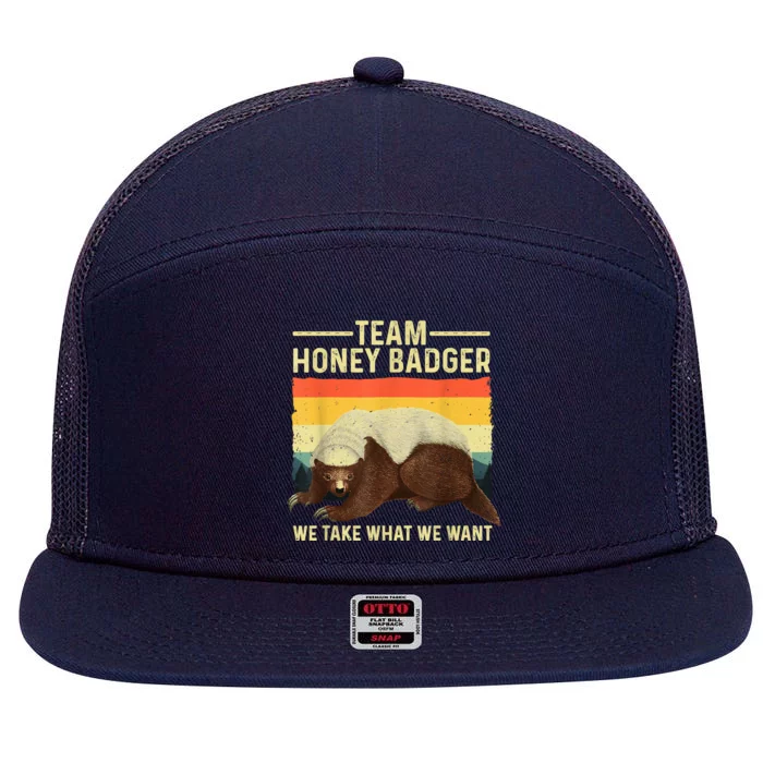 Cute Honey Badger Art For Men Women Ratel Honey Badger Lover 7 Panel Mesh Trucker Snapback Hat