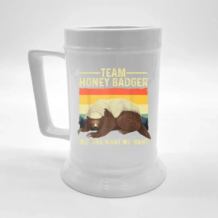 Cute Honey Badger Art For Men Women Ratel Honey Badger Lover Front & Back Beer Stein