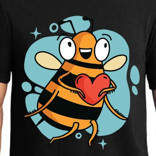 Cute Heart Bee Beekeeper Valentine's Day Gift Cute Gift Pajama Set