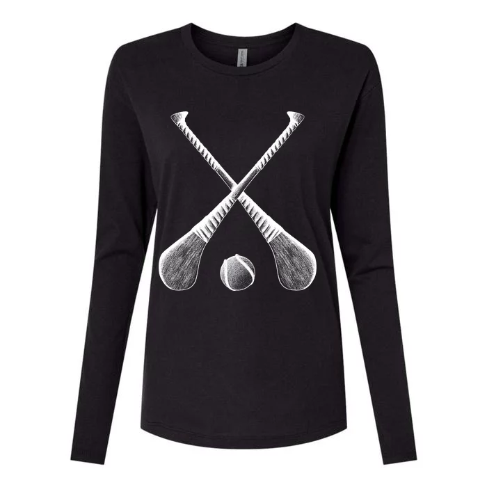 Crossed Hurling Bats Womens Cotton Relaxed Long Sleeve T-Shirt