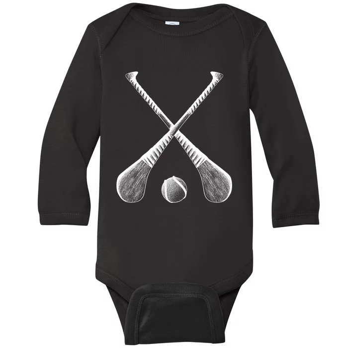 Crossed Hurling Bats Baby Long Sleeve Bodysuit