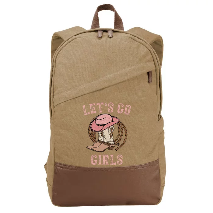 Cowboy Hat Boots Lets Go Western Cow Cotton Canvas Backpack