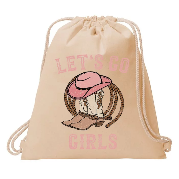 Cowboy Hat Boots Lets Go Western Cow Drawstring Bag