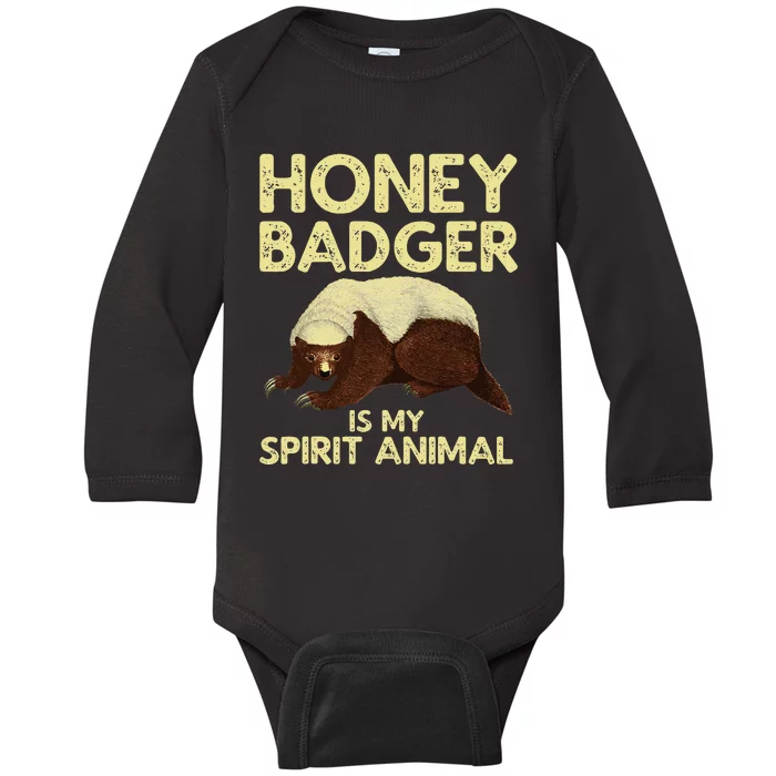 Cool Honey Badger Spirit Animal Lover Wildlife Baby Long Sleeve Bodysuit