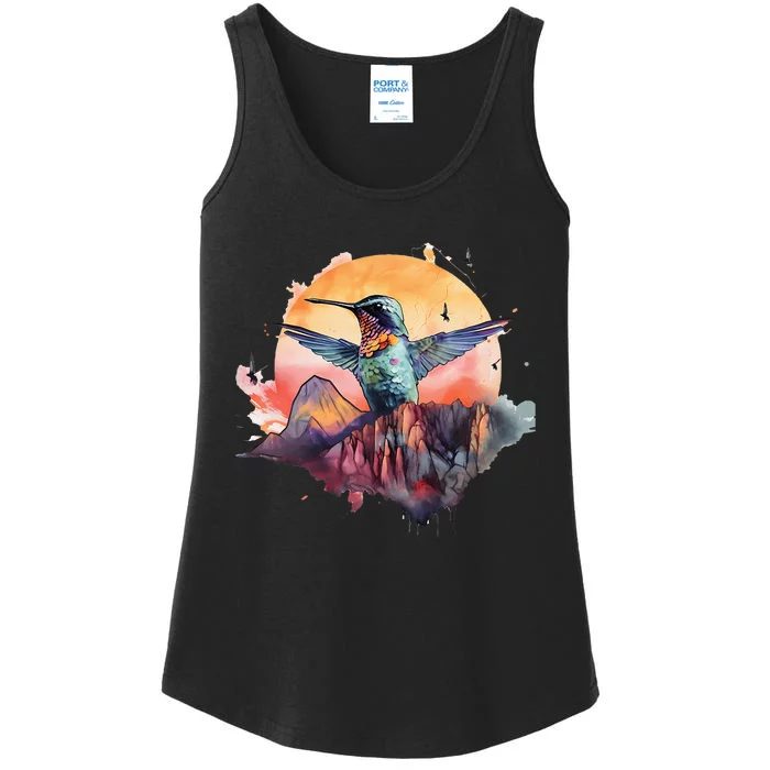 Colorful Hummingbird Bird Watching Earth Day Nature Lovers Ladies Essential Tank