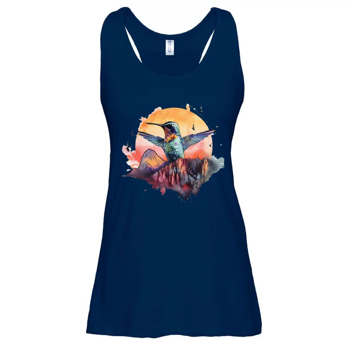 Colorful Hummingbird Bird Watching Earth Day Nature Lovers Ladies Essential Flowy Tank