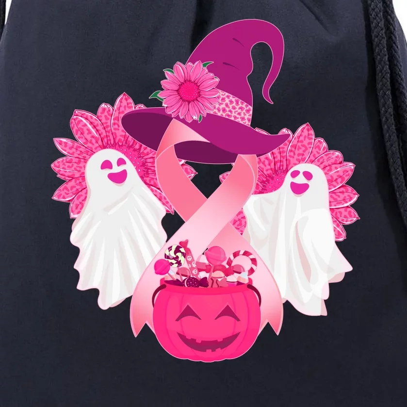 Cute Halloween Breast Cancer Awareness Drawstring Bag