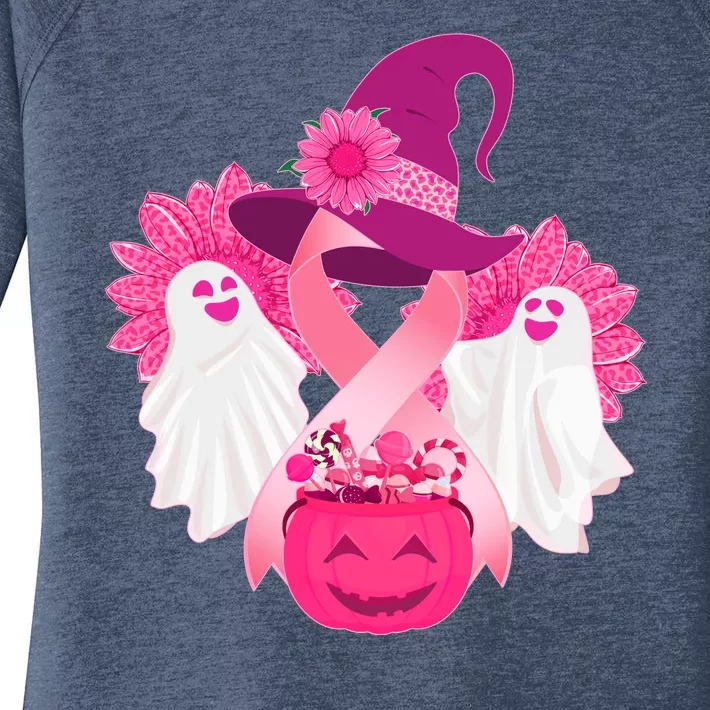 Cute Halloween Breast Cancer Awareness Women's Perfect Tri Tunic Long Sleeve Shirt