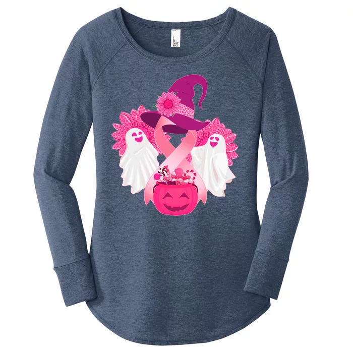 Cute Halloween Breast Cancer Awareness Women's Perfect Tri Tunic Long Sleeve Shirt