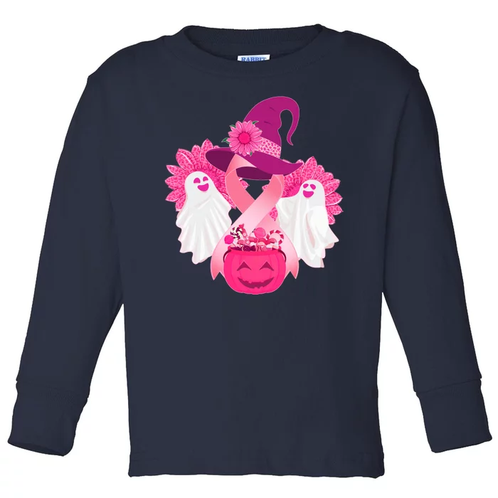 Cute Halloween Breast Cancer Awareness Toddler Long Sleeve Shirt