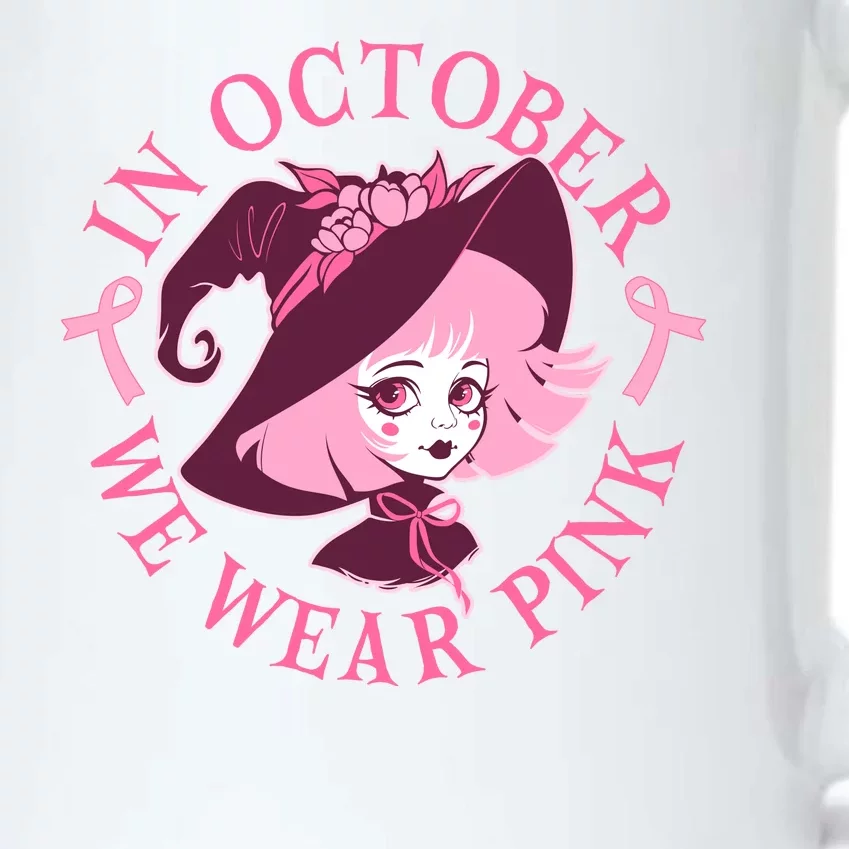 Cute Halloween Breast Cancer Awareness In October We Wear Pink Witch Black Color Changing Mug