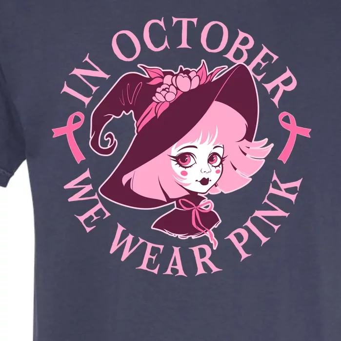 Cute Halloween Breast Cancer Awareness In October We Wear Pink Witch Garment-Dyed Heavyweight T-Shirt