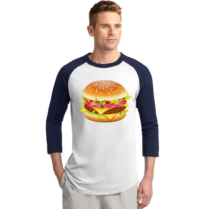 Cheeseburger Hamburger Burger Funny Food Halloween Costume Baseball Sleeve Shirt