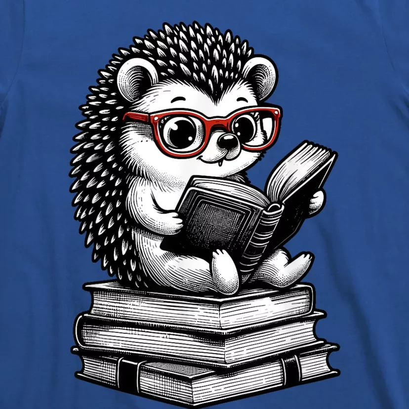 Cute Hedgehog Book Nerd Funny Readers T-Shirt