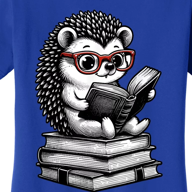 Cute Hedgehog Book Nerd Funny Readers Women's T-Shirt