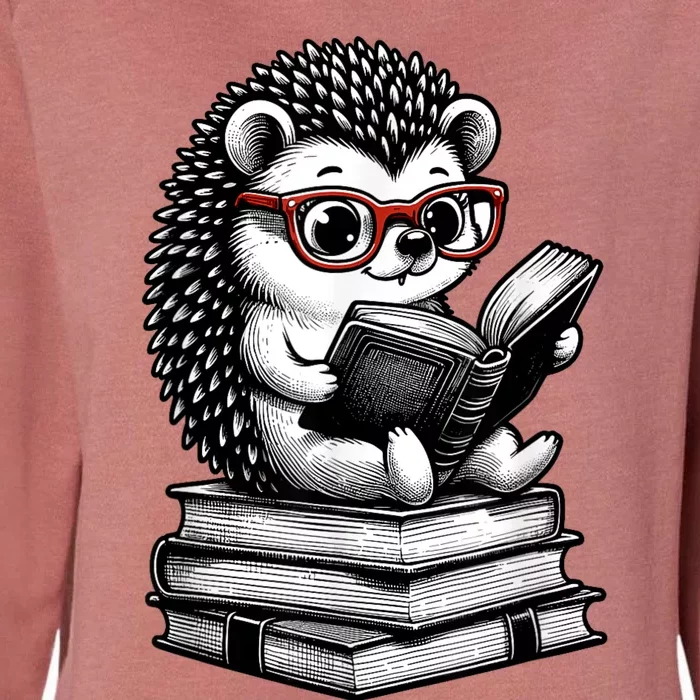 Cute Hedgehog Book Nerd Funny Readers Womens California Wash Sweatshirt