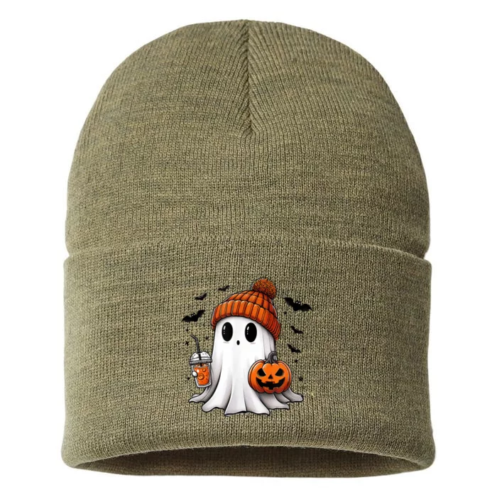 Cute Halloween Bougie Ghost Sustainable Knit Beanie