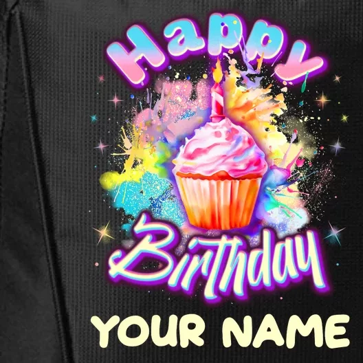 Cute Happy Birthday Graffiti Cupcake Personalized Custom Name City Backpack