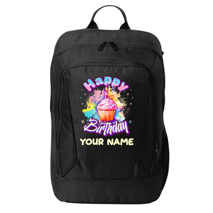 Cute Happy Birthday Graffiti Cupcake Personalized Custom Name City Backpack