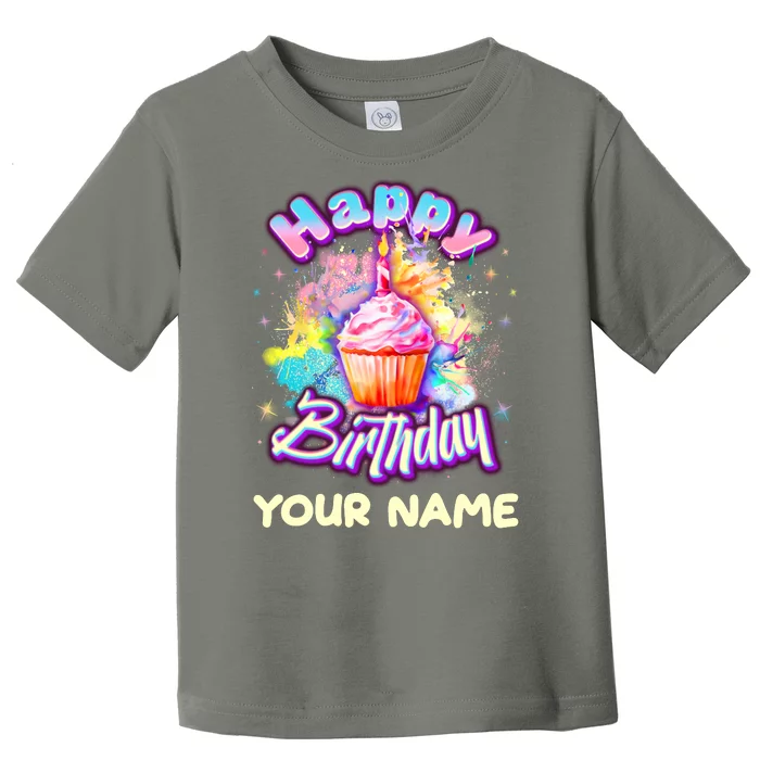 Cute Happy Birthday Graffiti Cupcake Personalized Custom Name