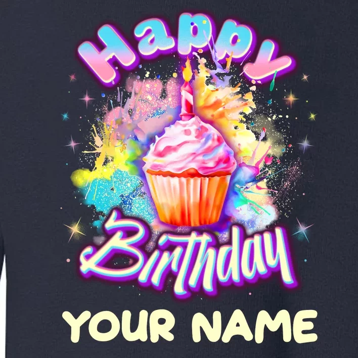 Cute Happy Birthday Graffiti Cupcake Personalized Custom Name Toddler Sweatshirt