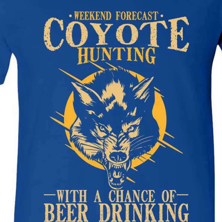 Coyote Hunting Beer Ing Gift V-Neck T-Shirt