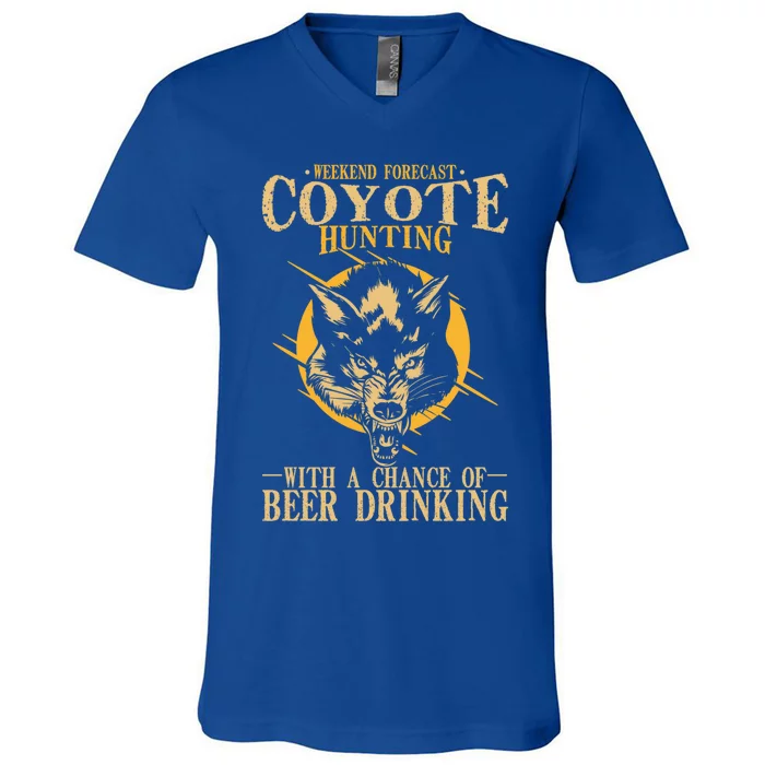 Coyote Hunting Beer Ing Gift V-Neck T-Shirt