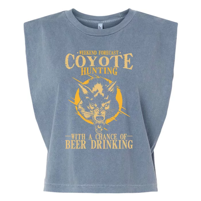 Coyote Hunting Beer Ing Gift Garment-Dyed Women's Muscle Tee