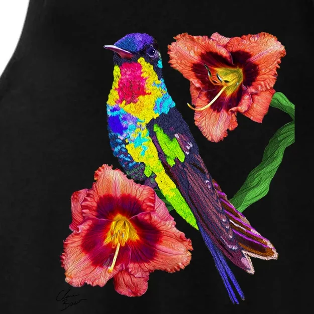 Colorful Hummingbird Bird Animal Birthday Mother’s Earth Day Gift Ladies Tri-Blend Wicking Tank