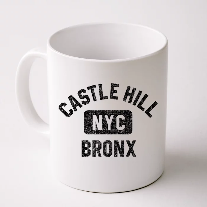 Castle Hill Bronx Nyc Gym Style Distressed White Print Gift Front & Back Coffee Mug