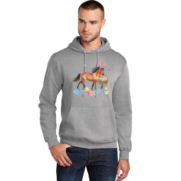 Cute Horse Bunny Ears Easter Eggs Basket Horse Tall Hoodie