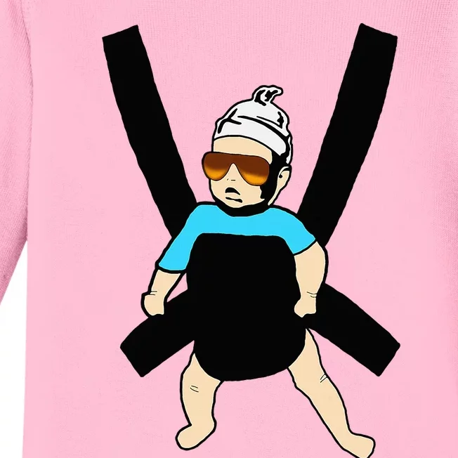 Carlos Hangover Baby With Sunglasses In A Strap Baby Long Sleeve Bodysuit