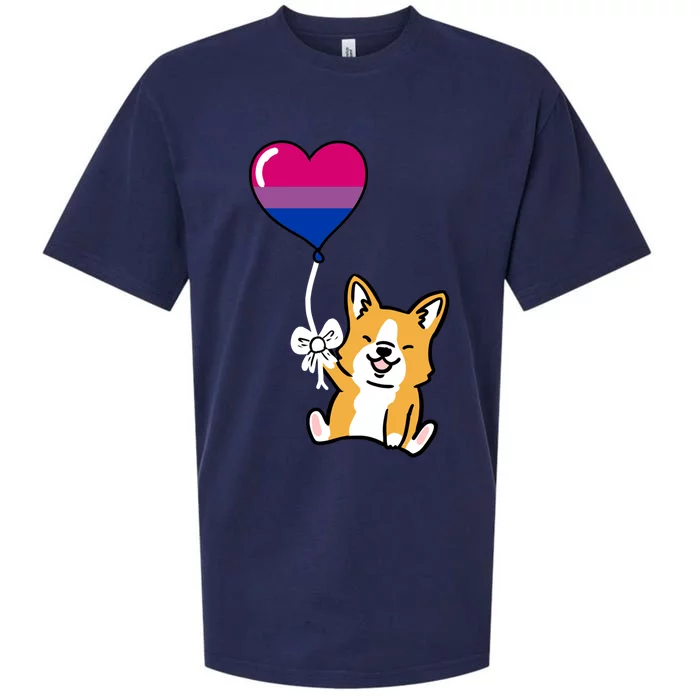 Corgi Heart Balloon Bisexual Pride Gift Sueded Cloud Jersey T-Shirt