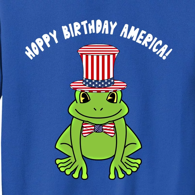 Cute Happy Birthday America Frog Pun Patriotic American Flag Great Gift Tall Sweatshirt