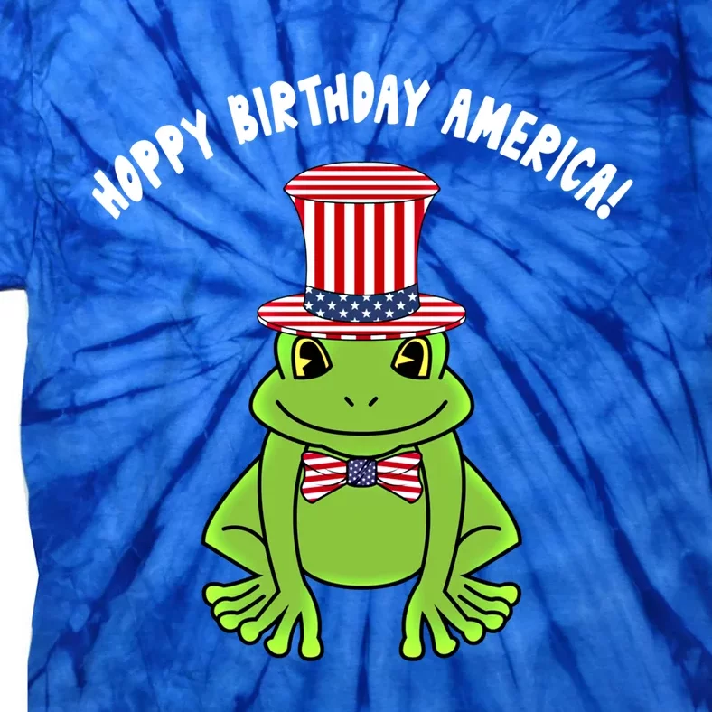 Cute Happy Birthday America Frog Pun Patriotic American Flag Great Gift Tie-Dye T-Shirt