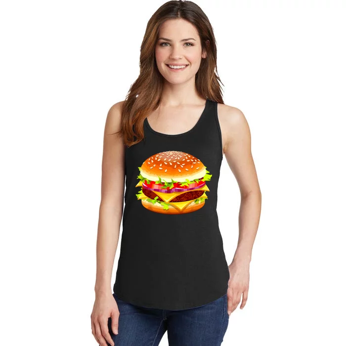 Cheeseburger Hamburger Burger Funny Food Halloween Costume Ladies Essential Tank