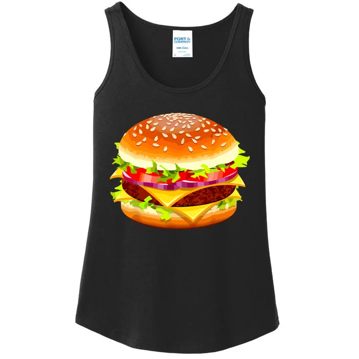 Cheeseburger Hamburger Burger Funny Food Halloween Costume Ladies Essential Tank