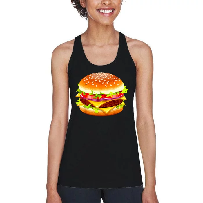 Cheeseburger Hamburger Burger Funny Food Halloween Costume Women's Racerback Tank