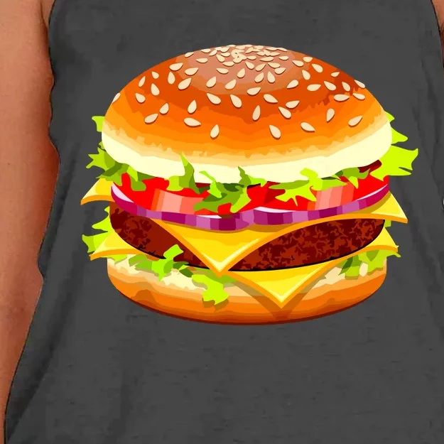 Cheeseburger Hamburger Burger Funny Food Halloween Costume Women's Knotted Racerback Tank