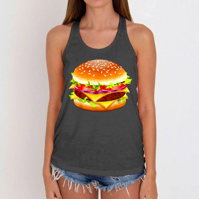 Cheeseburger Hamburger Burger Funny Food Halloween Costume Women's Knotted Racerback Tank